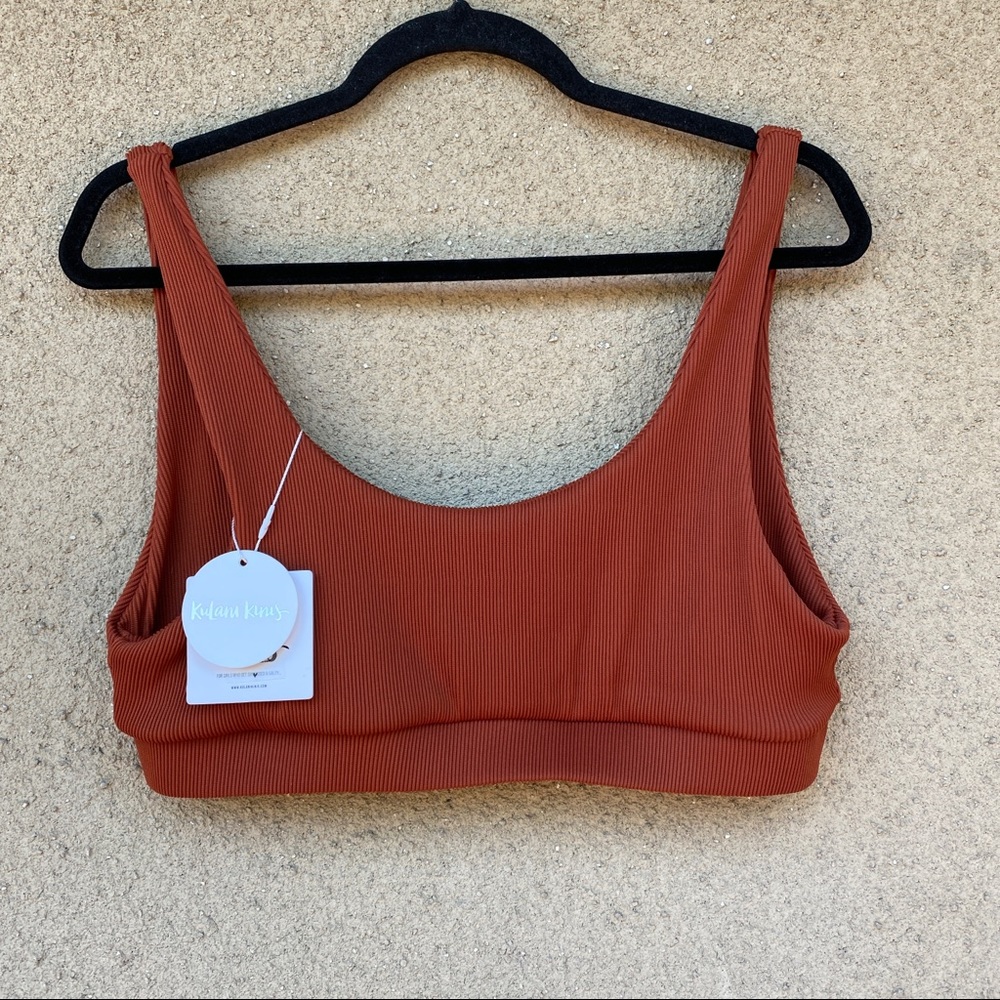 Kulakinis bikini top ribbed long crop size 2X in clay ribbed